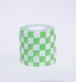 Printed Bandage Pet Out Anti-dirty Adhesive Bandage Non-woven Elastic Bandage (Option: Green And White Grid-25X45MM)